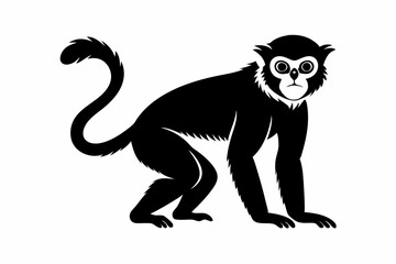 gibbon silhouette line art vector illustration