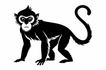 gibbon silhouette line art vector illustration