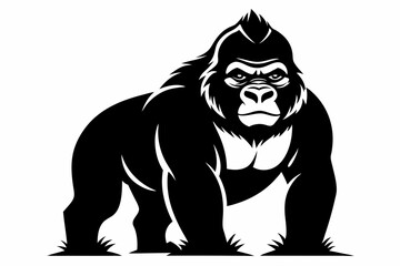 gorilla silhouette line art vector illustration