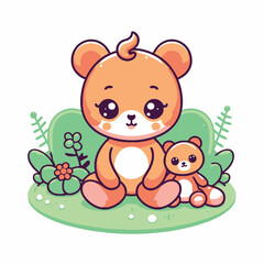 Charming Girl with Bunny Plush Illustration – Adorable Friendship Scene