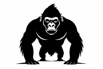 gorilla silhouette line art vector illustration