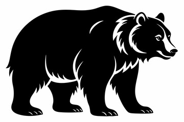 grizzly bear silhouette line art vector illustration