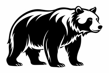grizzly bear silhouette line art vector illustration