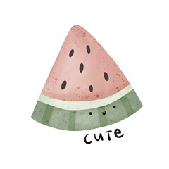 cartoon watermelon. Colorful illustration, flat style. design for cards, print, posters, logo, cover