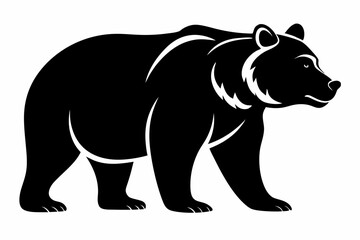 grizzly bear silhouette line art vector illustration
