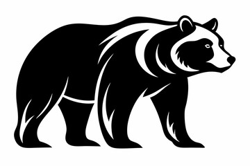 grizzly bear silhouette line art vector illustration