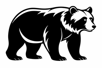 grizzly bear silhouette line art vector illustration