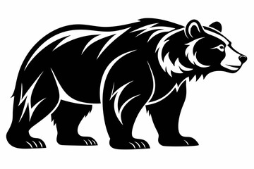 grizzly bear silhouette line art vector illustration