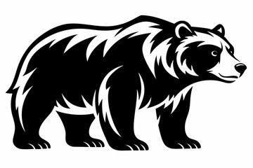 Obraz premium grizzly bear silhouette line art vector illustration