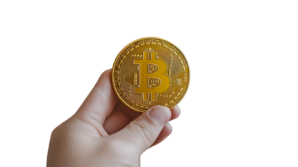 Hand Holding a Shiny Digital Currency Coin Against Black Background