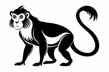 Obraz premium guenon silhouette line art vector illustration