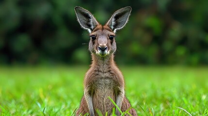 Fototapeta premium Relaxed kangaroo in a grassy field