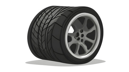 Obraz premium HighPerformance Car Tire with Detailed Tread and Alloy Rim Ideal for Automotive Design and Ma
