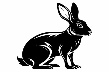 hare silhouette line art vector illustration