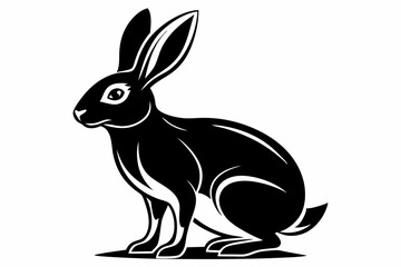 hare silhouette line art vector illustration