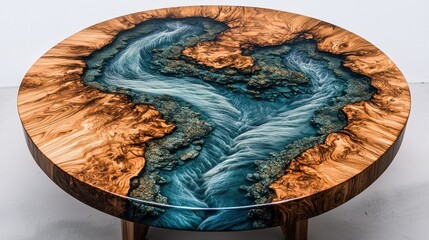 Resin-infused wooden coffee table