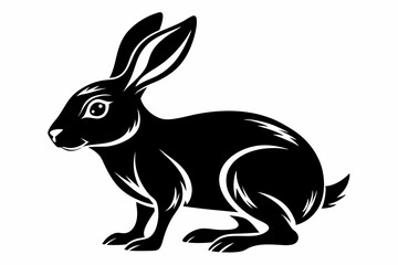 hare silhouette line art vector illustration