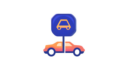 Iconic Car and Parking Sign Modern Graphic Design for Transportation Navigation and Urban Pl