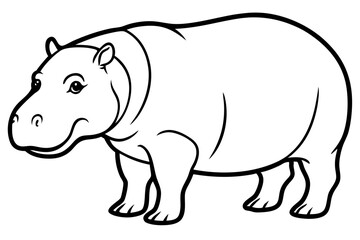 hippopotamus silhouette line art vector illustration