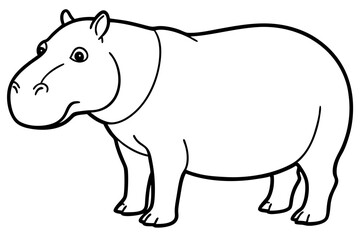 hippopotamus silhouette line art vector illustration