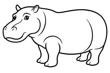 Obraz premium hippopotamus silhouette line art vector illustration