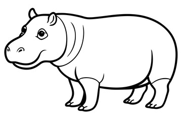 hippopotamus silhouette line art vector illustration