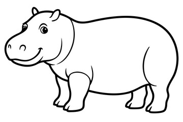 hippopotamus silhouette line art vector illustration