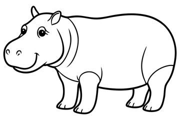 hippopotamus silhouette line art vector illustration