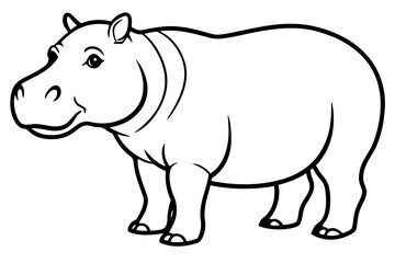 hippopotamus silhouette line art vector illustration