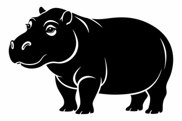 hippopotamus silhouette line art vector illustration