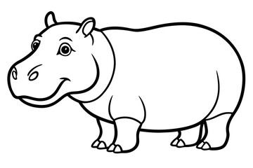 hippopotamus silhouette line art vector illustration