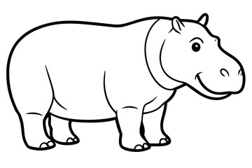 hippopotamus silhouette line art vector illustration