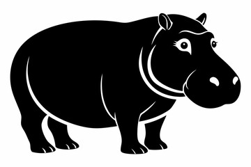 hippopotamus silhouette line art vector illustration