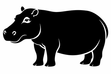 hippopotamus silhouette line art vector illustration
