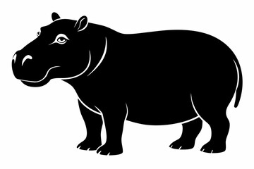 hippopotamus silhouette line art vector illustration