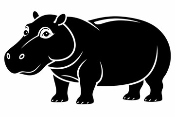hippopotamus silhouette line art vector illustration