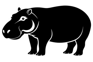Fototapeta premium hippopotamus silhouette line art vector illustration