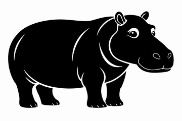 hippopotamus silhouette line art vector illustration