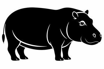 hippopotamus silhouette line art vector illustration