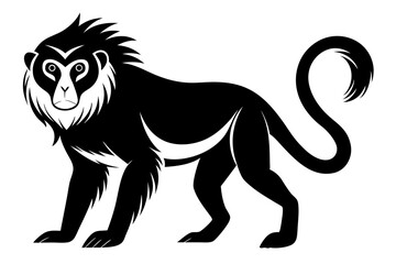howler monkey silhouette line art vector illustration
