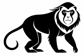 howler monkey silhouette line art vector illustration
