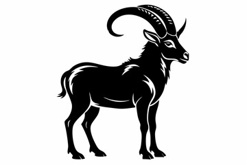 ibex silhouette line art vector illustration