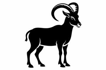 ibex silhouette line art vector illustration