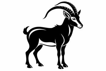 ibex silhouette line art vector illustration
