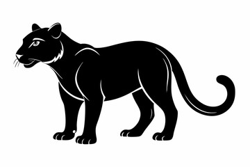 jaguarundi silhouette line art vector illustration