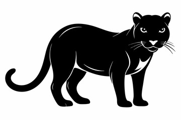 jaguarundi silhouette line art vector illustration