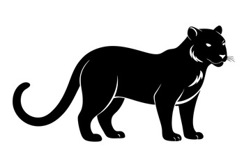 jaguarundi silhouette line art vector illustration