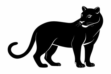 jaguarundi silhouette line art vector illustration