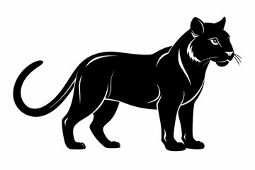 jaguarundi silhouette line art vector illustration