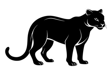jaguarundi silhouette line art vector illustration